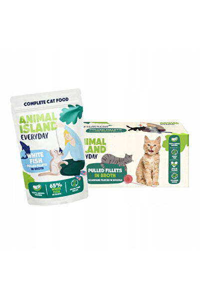 Animal Island Hrană umedă pentru pisici pește alb în bulion 40x85g