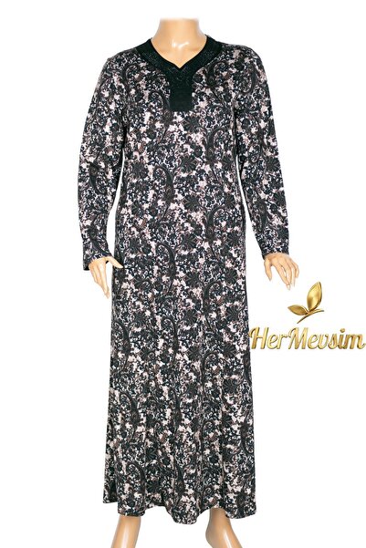 HESNA Women's Demet Plus Size Black Dress with Cups Pattern 8