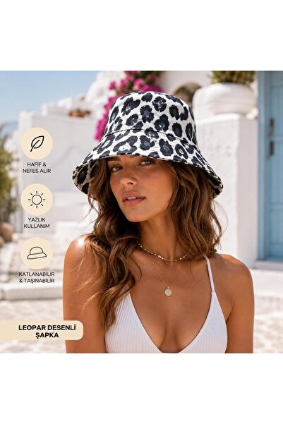 Wearflawless Women's Leopard Print Bucket Hat, Summer Bucket Hat Foldable Leo...