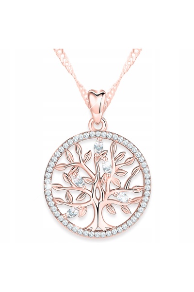 Larezo 925 Silver Necklace Gold Plated, Tree of Life Pendant with Zirconia, I...