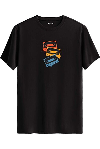 Colermi Retro Cassette Design Nostalgic Printed T-Shirt