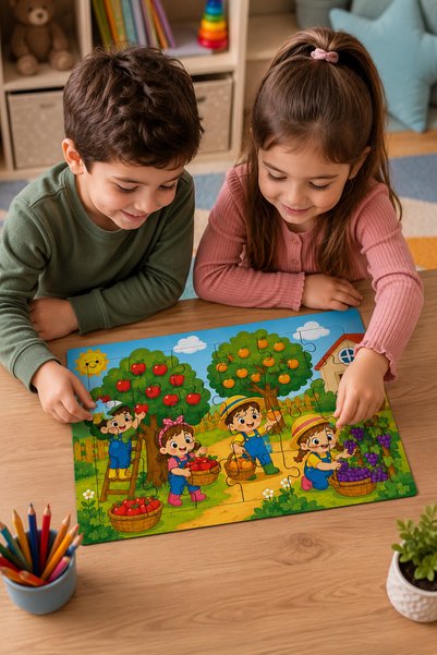 minİQ toys A Day in the Orchard Wooden Puzzle (24 Pieces)