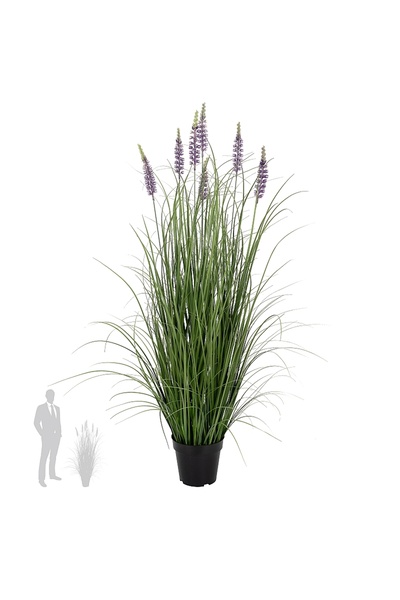 Roberto Rossi Iarba artificiala Onion 120 cm cu 7 flori de lavanda mov
