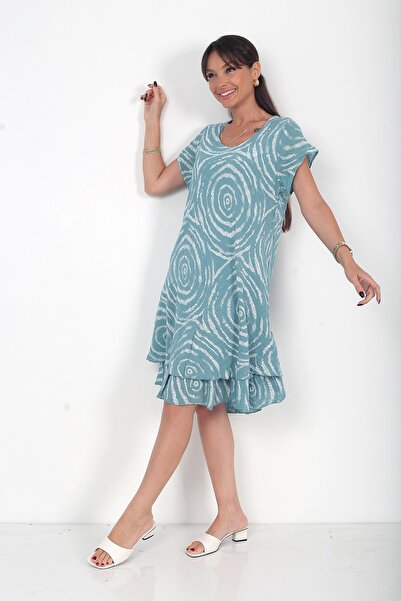 By Saygı Rochie scurtă căptușită cu model spiralat din bumbac italian pentru ...