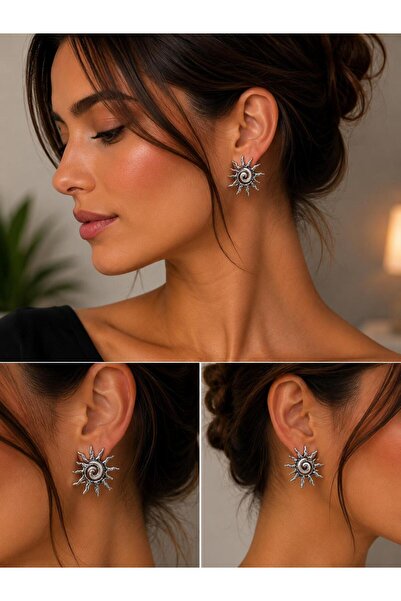 SELGORA Silver Earrings with Sun Figure