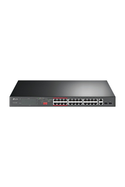 TP-LINK Switch PoE cu 24 de porturi RJ45 10/100 Mbps, 2 x RJ45 1G, 2 x combo ...