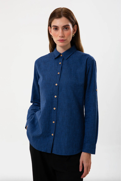 UNIQVIBE 3-Piece Women's Linen Shirt Set |   White, Pink, Navy Blue
