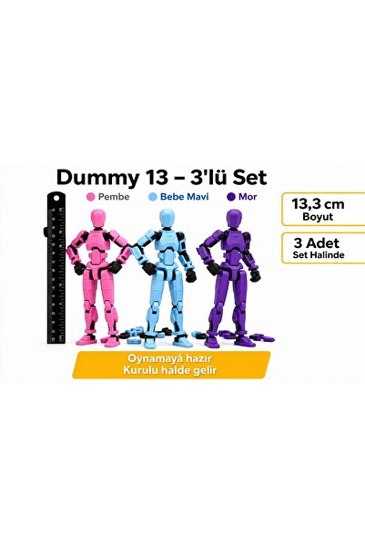 MD Design Dummy 13 – 3’lü Set (Pembe / Mor / Bebe Mavi) | 13 cm