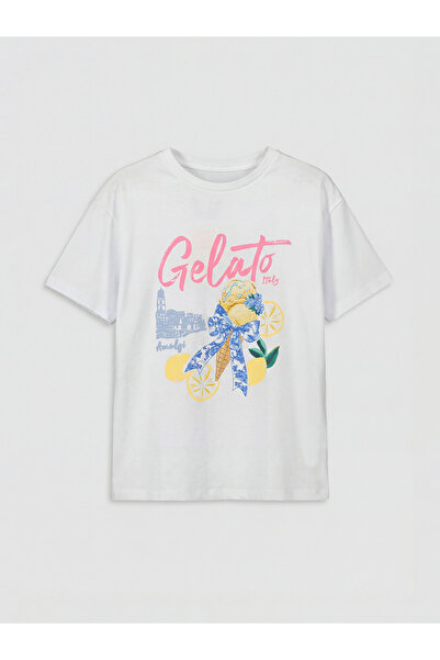 LC Waikiki Tricou de fete cu guler rotund și imprimeu