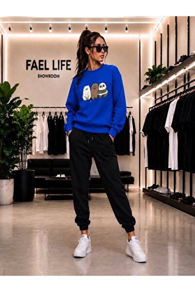 FAEL LİFE Unisex Wide Cut Zero Necklace and Sweatpants 3-Piece Printed Set