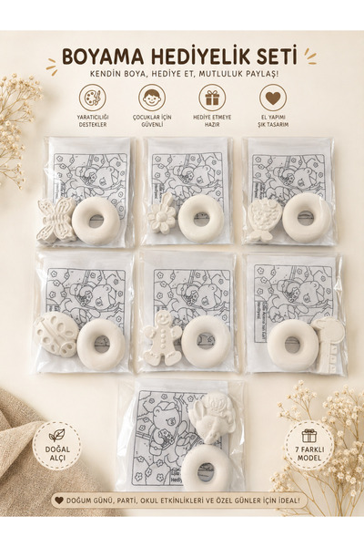 stone powder decorative Hayvan figürlü boyama kiti, taş boyama seti, 7’li pak...