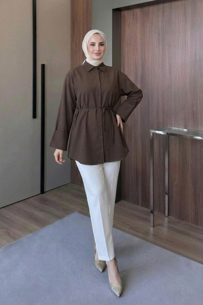 Asya Karen قميص كوبرا مربوط عند الخصر