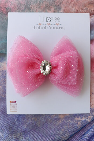 Liliza Accessories Pembe Pırıltılı Tül Taşlı Fiyonk Mezuniyet Düğün Otomatik ...