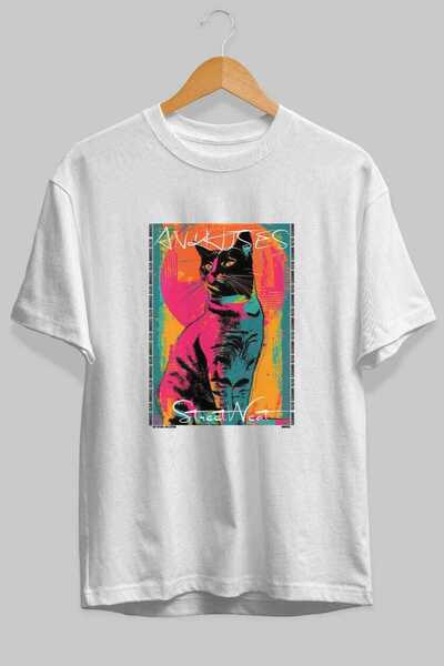 Ankhises Μπλουζάκι  "For the Love of Cats " με 72 σχέδια γάτας, λευκό, υπερμε...