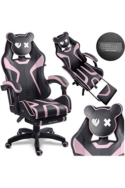 SOFOTEL Scaun de gaming, scaun de gaming pivotant, scaun tip scoică cu suport...