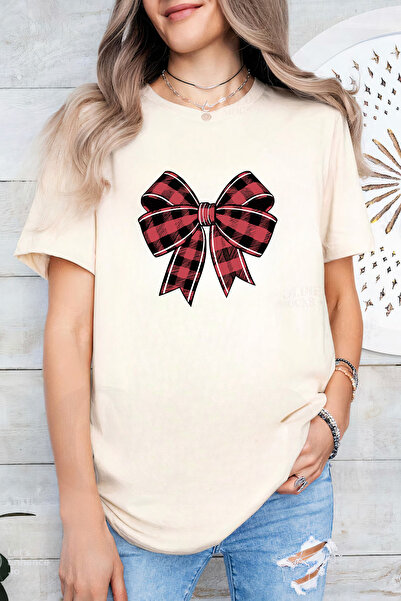 Sarah's Boutique Women's T-shirt – 100% cotton – Plaid Bow