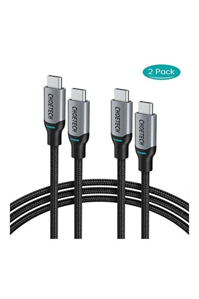 CHOETECH 2-Piece USB C To USB C Braided Cable Black