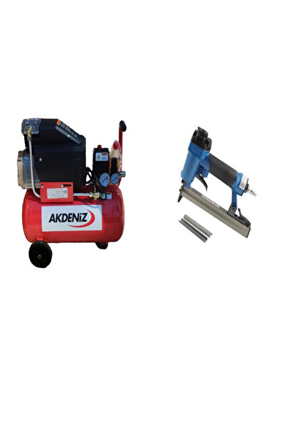 Akdeniz 24 Lt. Yağlı Hava Kompresörü+Nail Havalı Zımba Tabancası Nail 8016