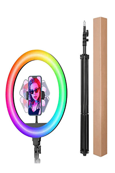 Generic رنج لايت RGB ملون 12 بوصة 30سم مع ستاند ثلاثي وحامل هاتف مرن للبث الم...