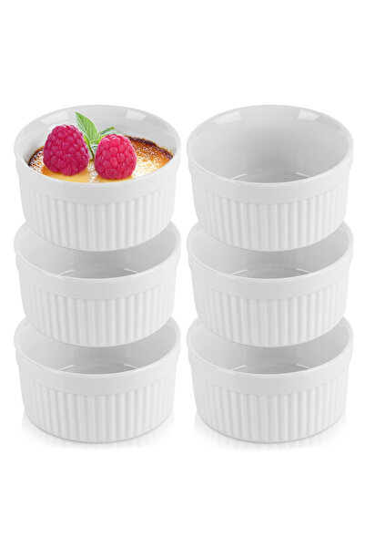 Orion Set de 6 boluri ceramice albe pentru copt, 260 ml