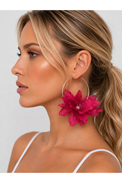 Bukiro Flower Earrings 3D Artificial Flower Earrings Design Hoop Earrings Orc...