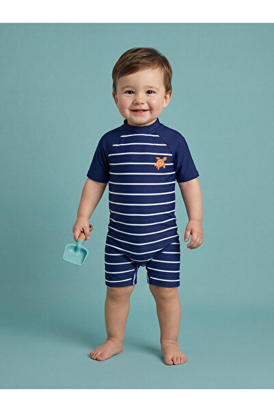LC Waikiki Cc Collection’dan LCW baby Lacivert Baskılı Erkek Bebek Tulum Mayo
