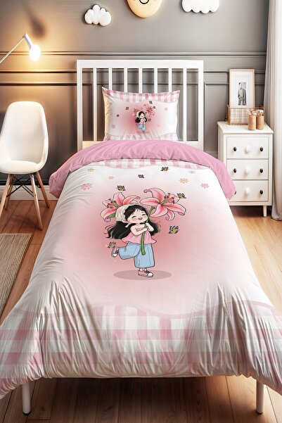 EVPANYA Girl's Joy Patterned Single Baby Kids Bedding Set
