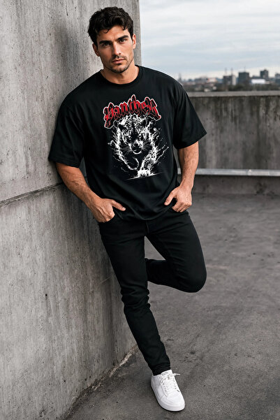MODEX STYLE 100% Cotton Oversize Men's T-Shirt Tiger Printed Streetwear Premi...