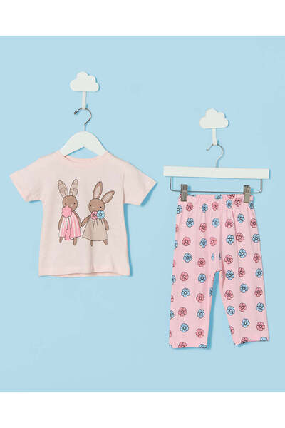 REDTAG Infant Girls Pink Printed 2 Piece Pyjama Set