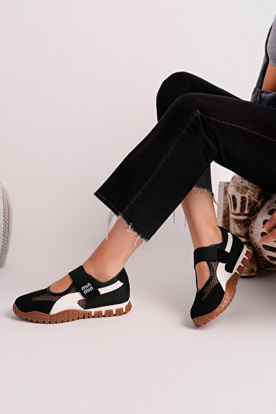 SEFERİ Pantofi sport casual pentru femei, de culoare neagră, cu talpă confort...
