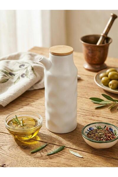 cook&kitchen وعاء زيت خشبي ملون مقاوم للتسرب مع غطاء خشبي
