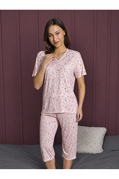 Pijamoni BAMBU KISA KOLLU ALTI KAPRİ PİJAMA TAKIMI