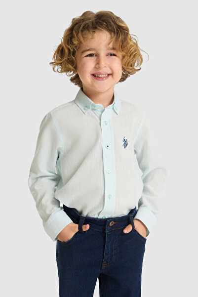 U.S. Polo Assn. Erkek Çocuk Su Yeşili Uzun Kollu Basic Gömlek 50324683-VR083