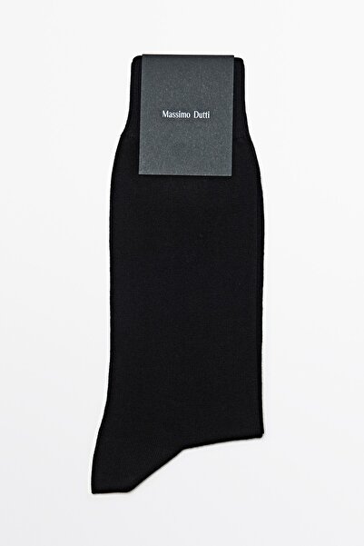 Massimo Dutti Pamuk karışımlı düz örgü çorap