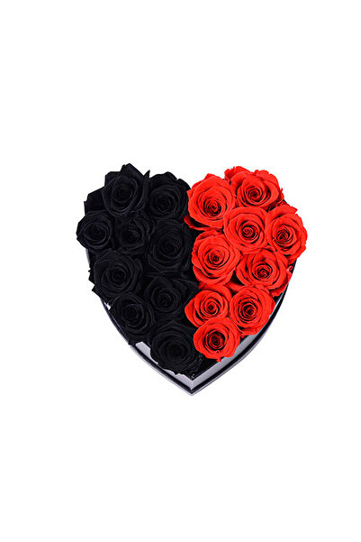 velve Aranjament floral inima cu trandafiri de sapun Special S, rosu si negru