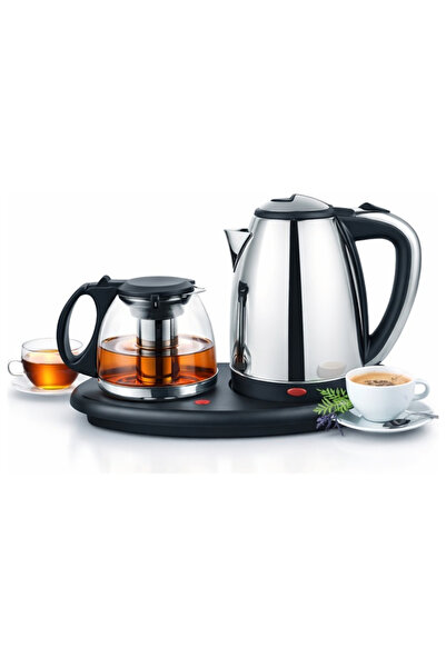 MACON 2-in-1 Electric Kettle and Glass Teapot Set 1500W Stainless Steel kettle