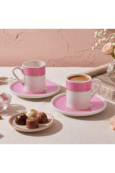 Aryıldız Nila 4 Piece Coffee Cup Set for 2 People Pink 90 ml