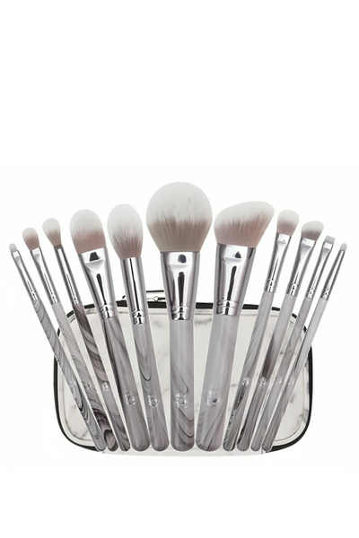 Yallabena 11-Piece Minimalist Makeup Brush Set with Elm Wood Handles & Case