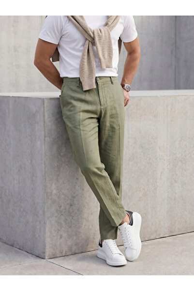 BASEL.CO Pantaloni eleganți din in cu suport pentru talie