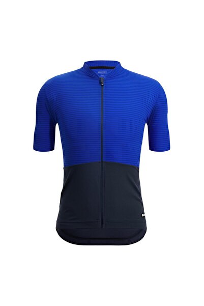 Santini Tricou de ciclism pentru bărbați Colore Riga-Albastru marin/Albastru-S
