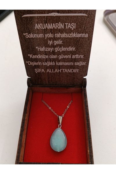Akuamarin taşlı kolye
