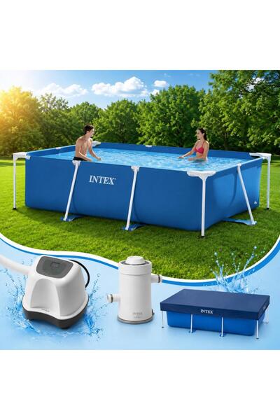 Intex 3x2 Mt Prefabrik Havuz Premium Set Filtre + Örtü + Tuz Jeneratörü