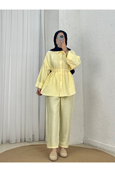 MİHRA STORE طقم أدار فراولة مع سترة أمامية وبنطلون - AS517 أصفر
