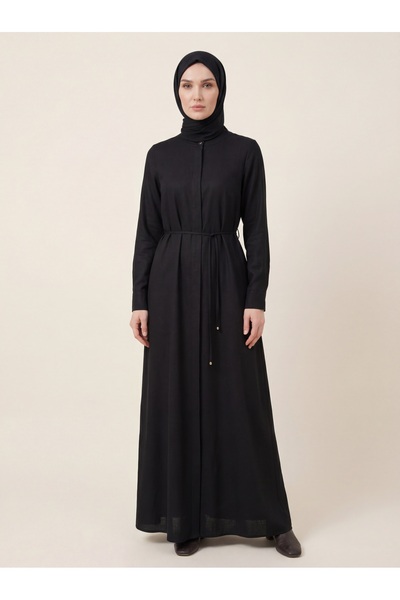 Beyza Giyim 9542 Bağcıklı Keten Ferace