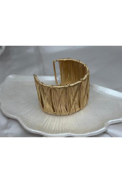 ZS Aksesuar Gold Color Handmade Wire Wrap Cuff Bracelet – Bohemian Modern Wom...