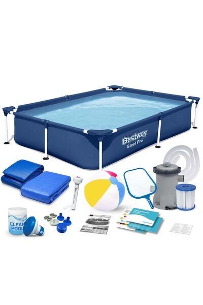BESTWAY Piscină dreptunghiulară cu cadru 221x150x43 cm 16-in-1 56401N