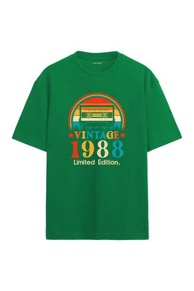 Colermi تي شيرت 1988 Mixtape ذو ياقة مستديرة ومقاس كبير بتصميم عتيق