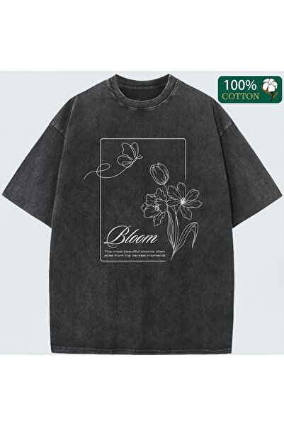 valeriae Μπλουζάκι Unisex Oversize με μινιμαλιστικό κέντημα και λαιμόκοψη V