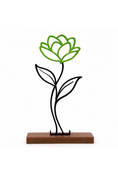 OEM Decorațiune florală modernă Linea Bloom, imprimată 3D, 21 cm, verde