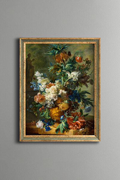 epiqart Embossed Classic Flowers in a Vase - Vintage Patterned Frame - Thin M...